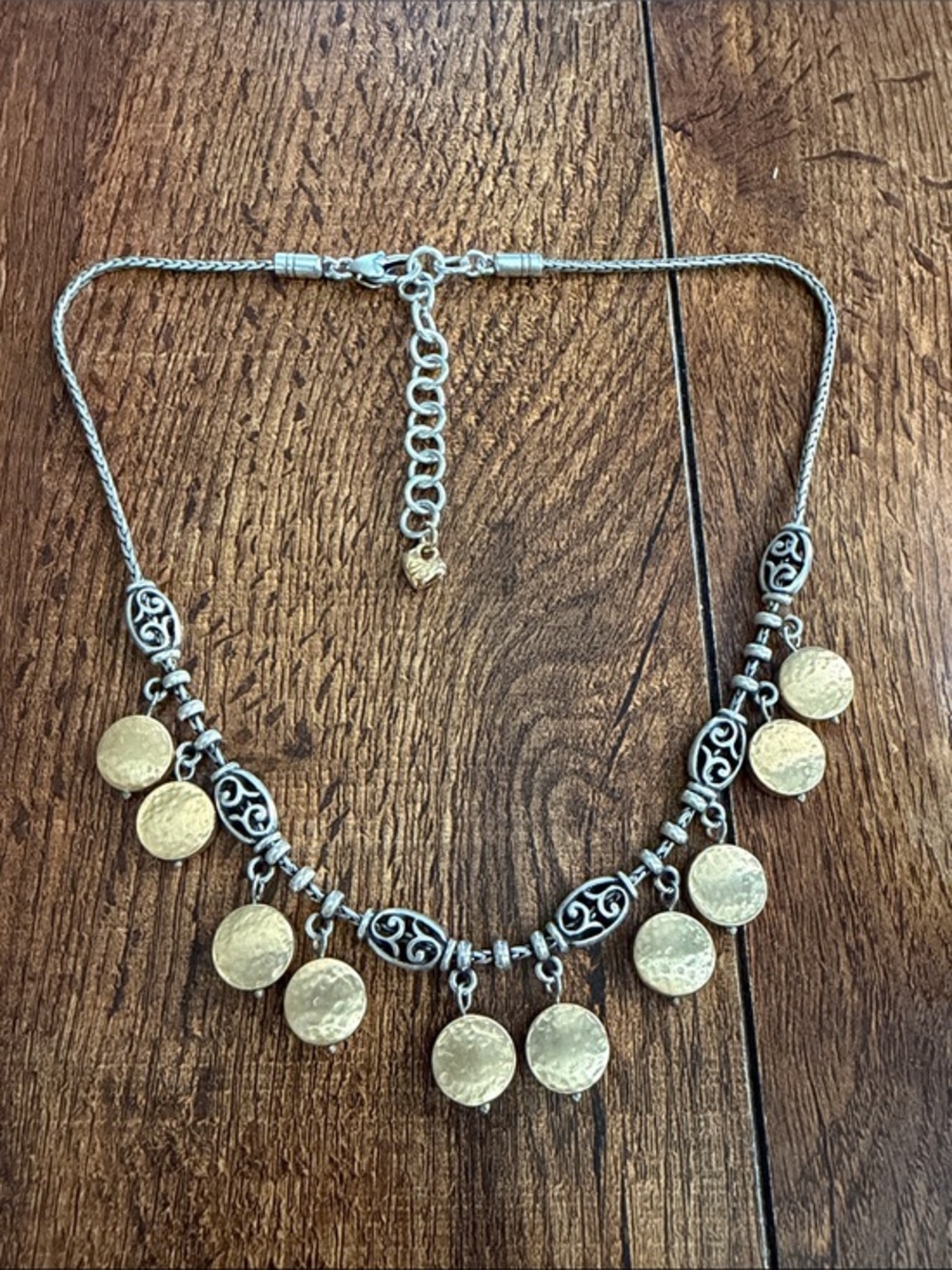 Brighton Silver Necklace with Gold Coin Charms